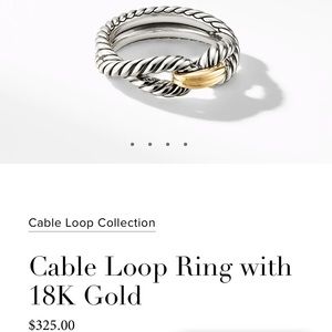 David Yurman Cable Loop Ring 18K Gold 100% authent